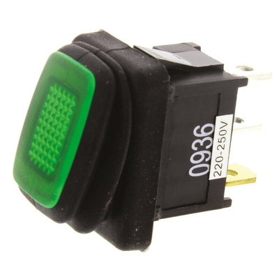 ZF Illuminated SPST, On-None-Off Rocker Switch Panel Mount