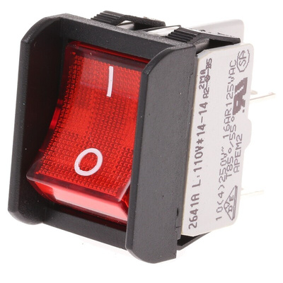 APEM Illuminated DPST, On-None-Off Rocker Switch Panel Mount