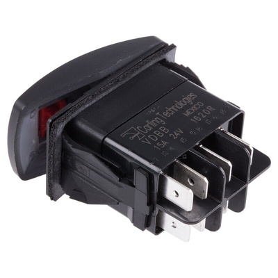 Carling Technologies Illuminated DPDT, On-(On) Rocker Switch Panel Mount