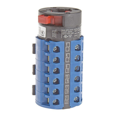 Kraus & Naimer, 6P 3 Position 60° Double Throw Cam Switch, 20A