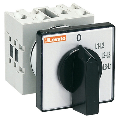 Lovato 4 Position 90° Ammeter Cam Switch, 16A, Knob Actuator