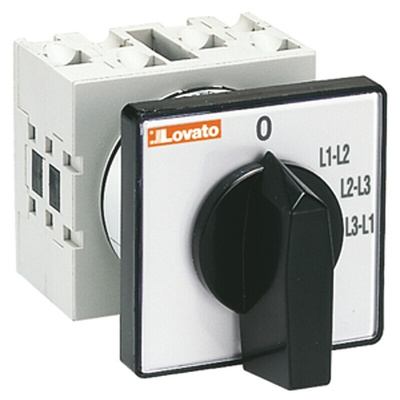 Lovato 4 Position 30° Voltmeter Cam Switch, 16A, Knob Actuator