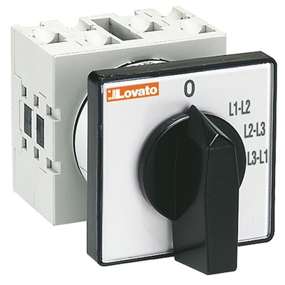 Lovato 4 Position 90° Ammeter Cam Switch, 16A, Knob Actuator