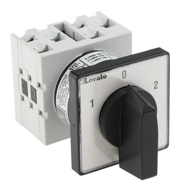 Lovato, DPDT 3 Position 60° Changeover Cam Switch, 20A, Knob Actuator