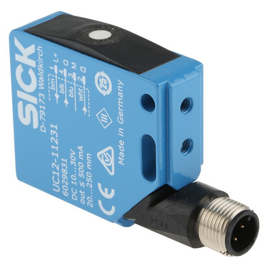Sick Ultrasonic Block-Style Proximity Sensor, 20 → 150 mm Detection, PNP Output, 10 → 30 V dc, IP67