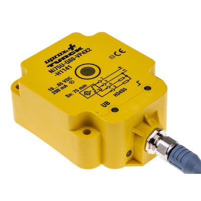 Turck Inductive Block-Style Proximity Sensor, 70 mm Detection, PNP Output, 10 → 65 V dc, IP68