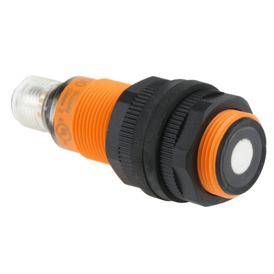 ifm electronic Ultrasonic Barrel-Style Proximity Sensor, M18 x 1, 40 → 300 mm Detection, PNP Output, 10 →