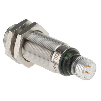 ifm electronic Ultrasonic Barrel-Style Proximity Sensor, M18 x 1, 40 → 300 mm Detection, PNP Output, 10 →