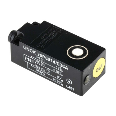 Baumer Ultrasonic Block-Style Proximity Sensor, 10 → 200 mm Detection, PNP Output, 12 → 30 V dc, IP67