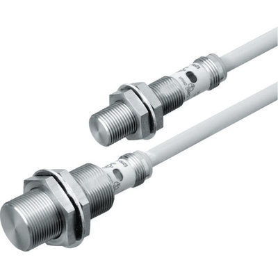 Omron Inductive Barrel-Style Proximity Sensor, M8 x 1, 1.5 mm Detection, PNP Output, 12 → 24 V dc, IP67