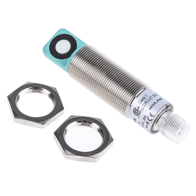 Pepperl + Fuchs Ultrasonic Barrel-Style Proximity Sensor, M18 x 1, 25 → 400 mm Detection, PNP Output, 20