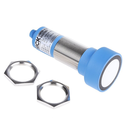Sick Ultrasonic Barrel-Style Proximity Sensor, M30 x 1.5, 350 → 3400 mm Detection, PNP Output, 9 → 30 V