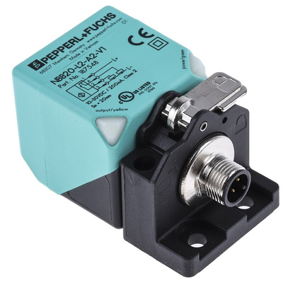 Pepperl + Fuchs Inductive Block-Style Proximity Sensor, 20 mm Detection, PNP Output, 10 → 30 V dc, IP69K