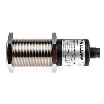 BALLUFF Ultrasonic Barrel-Style Proximity Sensor, M30 x 1.5, 200 → 2000 mm Detection, PNP Output, 9 → 30