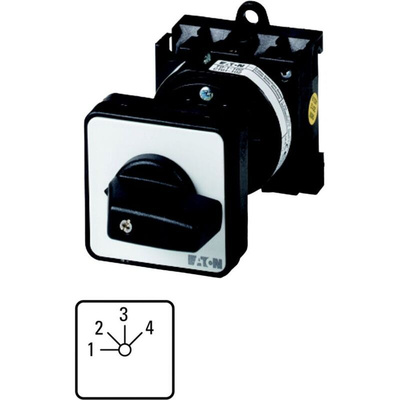Eaton, 2P 4 Position 45° Multi Step Cam Switch, 690V (Volts), 20A, Toggle Actuator