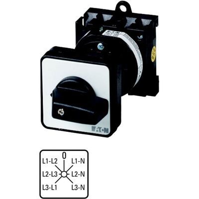 Eaton, 3P 6 Position 45° On-Off Cam Switch, 690V (Volts), 10A, Knob Actuator