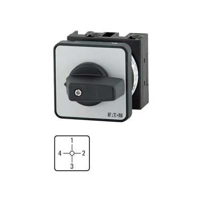 Eaton, 1P 4 Position 90° Changeover Cam Switch, 690V (Volts), 20A, Short Thumb Grip Actuator