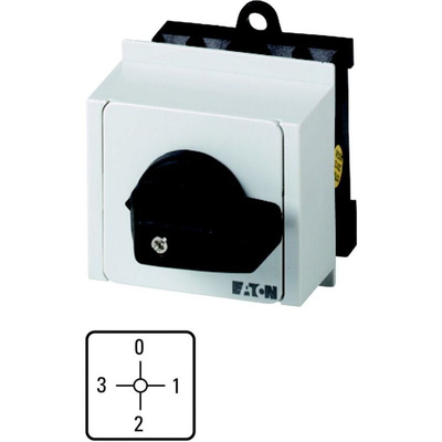 Eaton, 2P 4 Position 90° On-Off Cam Switch, 690V (Volts), 20A, Knob Actuator