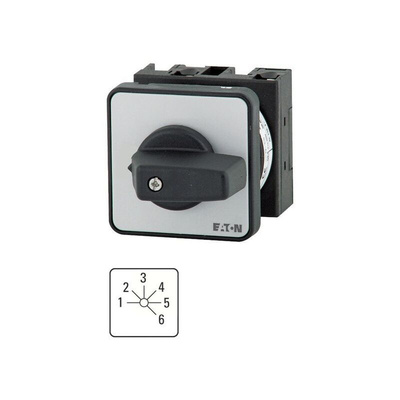 Eaton, 1P 6 Position 45° Multi Step Cam Switch, 690V (Volts), 20A, Toggle Actuator