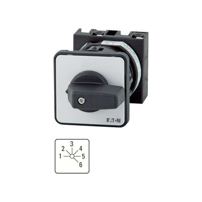 Eaton, 1P 6 Position 45° On-Off Cam Switch, 690V (Volts), 20A, Toggle Actuator