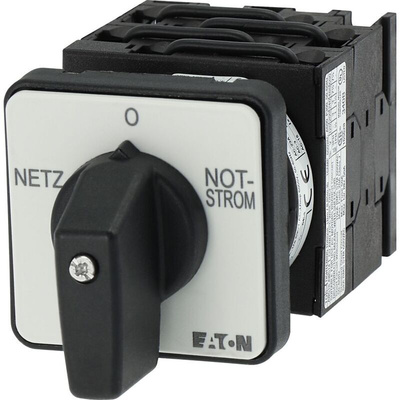 Eaton, 4P 3 Position 45° Changeover Cam Switch, 690V (Volts), 20A, Short Thumb Grip Actuator