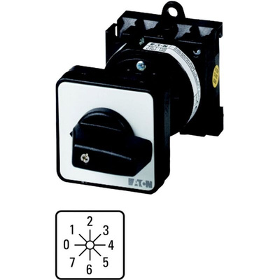 Eaton, 1P 8 Position 45° Multi Step Cam Switch, 690V (Volts), 20A, Toggle Actuator