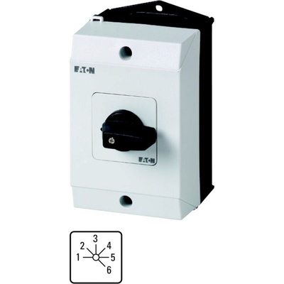 Eaton, 1P 6 Position 45° Multi Step Cam Switch, 690V (Volts), 20A, Toggle Actuator