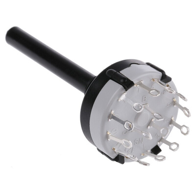 Lorlin, 4 Position 3PST Rotary Switch, 150 mA@ 250 V ac, Solder Tab