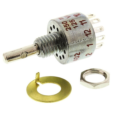 C & K, 12 Position SPST Rotary Switch, 250 mA @ 28 V dc, Solder
