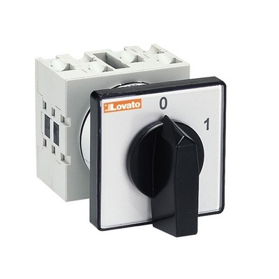 Lovato, 1P 2 Position 60° On-Off Cam Switch, 16A, Short Black Handle Actuator