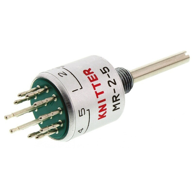 KNITTER-SWITCH, 5 Position DP5T Rotary Switch, 500 mA @ 24 V dc, Solder