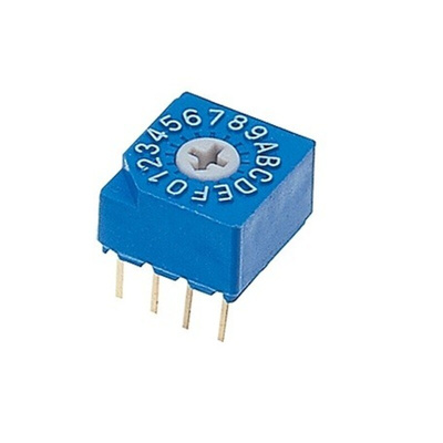 NIDEC COPAL ELECTRONICS GMBH S-1000A, 16 Position, Hexadecimal Rotary Switch, 100 mA, Pin