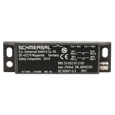 Schmersal BNS33 Series Magnetic Safety Switch, 60V ac/dc, Plastic Housing, M8