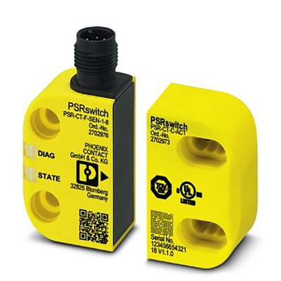 Phoenix Contact PSR-CT-C-SEN-1-8 Series RFID Non-Contact Safety Switch, 24V dc, Polybutylene Terephthalate Housing, M12