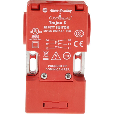 Allen Bradley Guardmaster 440K Safety Interlock Switch, 2NC/1NO, Keyed Actuator Included, Glass Filled PBT