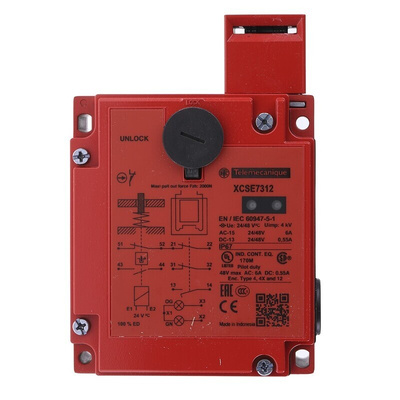 Telemecanique Sensors XCS-E Series Solenoid Interlock Switch, Power to Unlock, 24V ac/dc