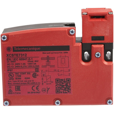 Telemecanique Sensors XCS-TE Series Solenoid Interlock Switch, Power to Unlock, 24V ac/dc