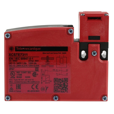 Telemecanique Sensors XCS-TE Series Solenoid Interlock Switch, Power to Unlock, 24V ac/dc