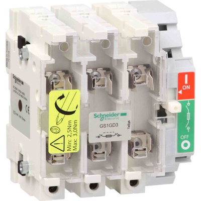 Schneider Electric Fuse Switch Disconnector, 3 Pole, 63A Max Current, 63A Fuse Current