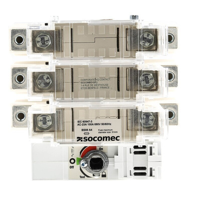 Socomec Fuse Switch Disconnector, 3 Pole, 100A Max Current, 10A Fuse Current