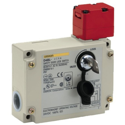 Omron D4BL Series Solenoid Interlock Switch, Power to Unlock, 24V dc