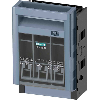 Siemens Fuse Switch Disconnector, 3 Pole, 160A Max Current, 160A Fuse Current