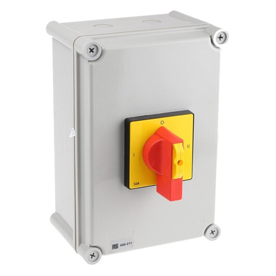 RS PRO 4P Pole DIN Rail Isolator Switch - 32A Maximum Current, 11kW Power Rating, IP65