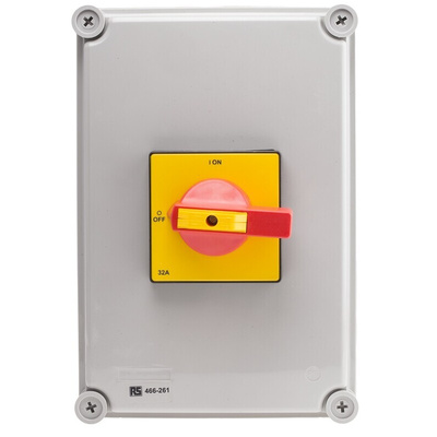 RS PRO 6P Pole DIN Rail Isolator Switch - 32A Maximum Current, 11kW Power Rating, IP65