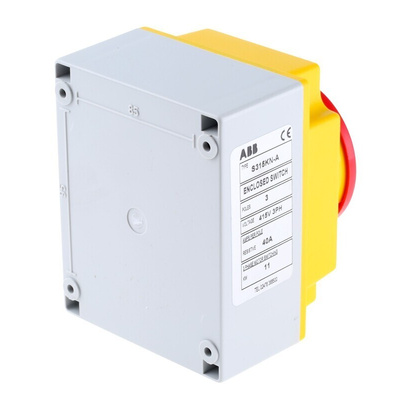 ABB 3P Pole Isolator Switch - 40A Maximum Current, 15kW Power Rating, IP65