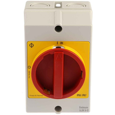 Kraus & Naimer 3P Pole Isolator Switch - 20A Maximum Current, 5.5kW Power Rating, IP66, IP67
