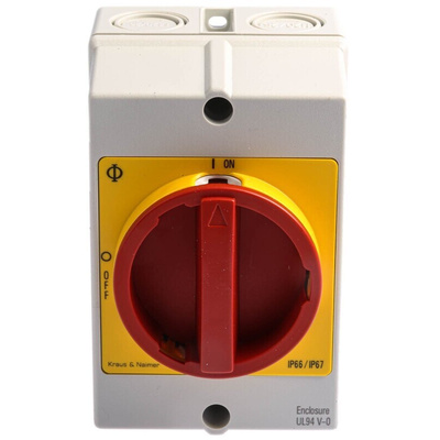 Kraus & Naimer 4P Pole Isolator Switch - 32A Maximum Current, 11kW Power Rating, IP66, IP67