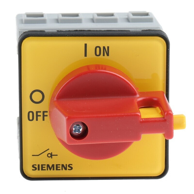 Siemens 3P+N Pole Panel Mount Isolator Switch - 16A Maximum Current, 7.5kW Power Rating, IP65