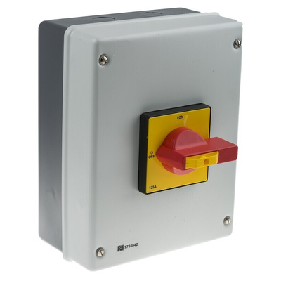 RS PRO 4P Pole Panel Mount Isolator Switch - 125A Maximum Current, 75kW Power Rating, IP54