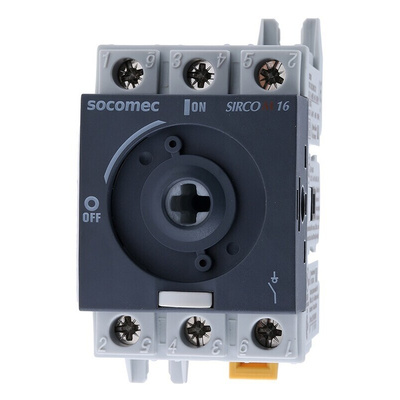 Socomec 3P Pole Isolator Switch - 16A Maximum Current, 7.5kW Power Rating, IP20
